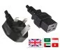Preview: Netzkabel England UK Typ G 13A auf C19, 1,5mm², Zul.: ASTA /SASO /HK , schwarz, Länge 1,80m