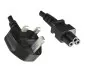 Preview: Power cable England UK type G 3A to C5, 0,75mm², approval: ASTA, black, length 1,80m