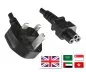 Preview: Netzkabel England UK Typ G 3A auf C5, 0,75mm², Zulassung: ASTA, schwarz, Länge 1,80m