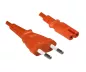 Preview: Napajalni kabel Euro vtič tipa C do C7, 0,75 mm², VDE, oranžen, dolžina 1,80 m