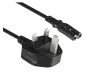 Preview: Power cable England UK type G 3A to C7, 0,75mm², approval: ASTA, black, length 1,80m