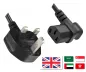 Preview: Netzkabel England UK Typ G 10A auf C13 90°, 0,75mm², Zul.: ASTA /SASO /HK u. Singapore SM, schwarz, Länge 2,00m