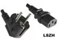 Preview: Power cord Europe LSZH, CEE 7/7 90° to C13, 1mm², VDE, black, length 5,00m