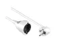 Preview: Protective contact extension cable, 1.5mm², 2m, CEE 7/7 90° to CEE 7/3, plug to socket, white