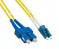 Preview: LWL Kabel OS1, 9µ, LC / SC Stecker, Single Mode, duplex, gelb, LSZH, 30m