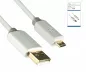 Preview: USB HQ Kabel, A auf micro B Stecker, weiß, 1m Stecker vergoldet, DINIC Box