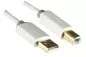 Preview: HQ USB 2.0 Kabel A Stecker auf B Stecker, Monaco Range, weiß, 5,00m