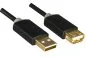 Preview: HQ USB 2.0 Verlängerung A Stecker auf Buchse, Monaco Range, schwarz, 2,00m