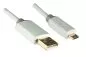 Preview: HQ Cavo micro USB da maschio A a maschio micro B, gamma Monaco, bianco, 0,50 m, blister DINIC