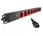 Preview: 19 inch power strip aluminum for UPS systems, 8-way, C14 IEC IEC power plug, GS, cable length 1.80m