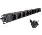 Preview: 19 inch power strip aluminum, 9-way, GS, black, cable length 1.80m