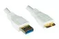 Preview: Câble USB 3.0 A mâle vers micro B 3.0 mâle, contacts dorés, blanc, 2,00m, DINIC Blister