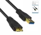 Preview: DINIC USB 3.0 Kabel A Stecker auf micro B Stecker, 3P AWG 28/1P AWG 24, vergoldete Kontakte, Länge 1,00m, schwarz, DINIC Box