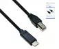Preview: USB Kabel Typ C auf USB 2.0 B Stecker, schwarz, 2,00m, DINIC Box (Karton)