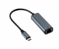 Preview: Adapter USB C-stik/RJ45 Gbit LAN-stik, 0,2 m, 10/100/1000 Mbps med automatisk detektering, space grey, DINIC polybag