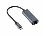 Preview: Adapter USB C male/RJ45 Gbit LAN female, 0.2m, 10/100/1000 Mbps with auto detection, space grey, DINIC polybag
