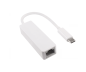 Preview: Adaptador ficha USB C / RJ45 Gbit LAN, branco, 10/100/1000 Mbps com deteção automática, 0,2 m, caixa DINIC