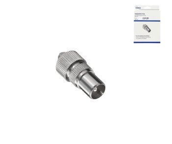 Coaxial plug 9.5mm with screw connection, metal version for coaxial cable 4.5 - 7.5mm, DINIC box with Euro hole