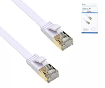 Câble patch Cat.6, plat, PiMF/STP, blanc, 3m DINIC Box