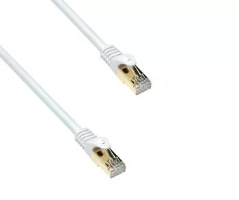 Prémium Cat.7 patch kábel, LSZH, 2x RJ45 dugó, réz, fehér, 0.30m