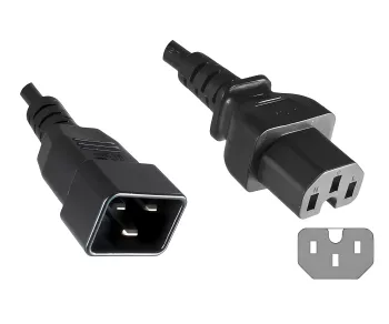 Warm device cable C15 to C20, 1mm², extension, VDE, black, length 1.80m