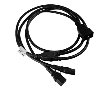 Y-cold device cable 2x C13 to C20, 1,5mm², extension, VDE, black, length 2,00m