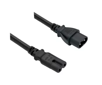 Netzkabel C8 auf C7 Verlängerung, 0,75mm², VDE, schwarz, Länge 2,00m