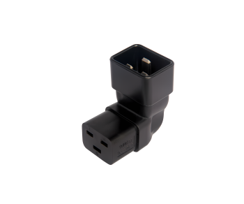 C19 to C20 angled mains adapter, YL-3318L-2 IEC 60320-C19/20 angled, bottom/top