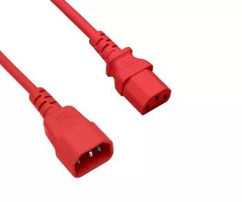 Kaltgerätekabel C13 auf C14, VDE, rot, 0,5m IEC 60320-C13/C14, Verlängerung, 0,75mm²