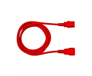 Kaltgerätekabel C13 auf C14, VDE, rot, 0,5m IEC 60320-C13/C14, Verlängerung, 0,75mm²