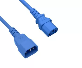 Kaltgerätekabel C13 auf C14, VDE, blau, 0,5m IEC 60320-C13/C14, Verlängerung, 0,75mm²