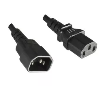 Cable de alimentación C13 a C14, prolongación, 1mm², multi homologaciones: VDE/UL/CCC/KTL/SAA/PSE, negro, longitud 5,00m
