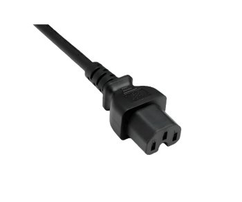 Warmgerätekabel C14 auf C15, 0,75mm², Verlängerung, VDE, schwarz, Länge 2,00m