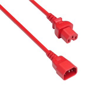 Warm appliance cable C14 to C15, 1mm², 1,5m, red H05V2V2F3G 1mm², Extension