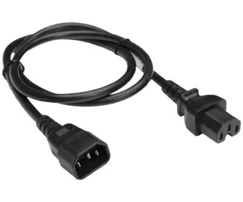 Kabel pro horké spotřebiče C14 na C15, 1mm², VDE, 2m IEC 60320-C14/C15, prodlužovací, černý