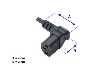 Cold appliance cable C13 90° top to C14, 0,75mm², VDE, black, length 0,30m