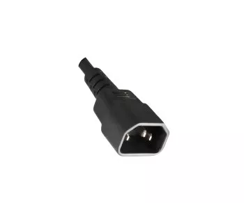 Cold appliance cable C13 90° down to C14, 0,75mm², VDE, black, length 0,30m