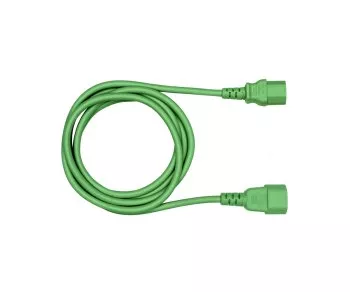 Kaltgerätekabel C13 auf C14, grün, 0,75mm², Verlängerung, VDE, Länge 1,80m