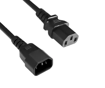 Kabel IEC o bardzo dużym przekroju 1,5 mm², od C13 do C14, przedłużacz, VDE, czarny, 5 m