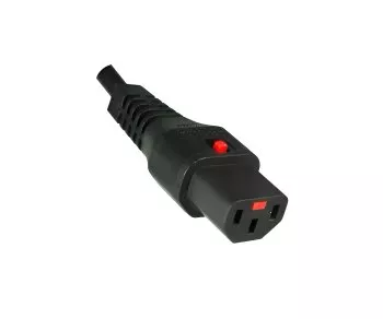 Power cord England UK type G 5A to C13, with lock, 1,00mm², approval: BSI or ASTA, black, length 2,00m