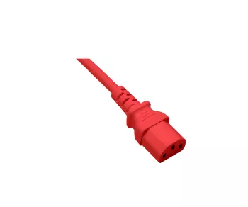 Netzkabel CEE 7/7 auf C13, 0,75mm², rot, 0,5m CEE 7/7 90°/IEC 60320-C13, VDE