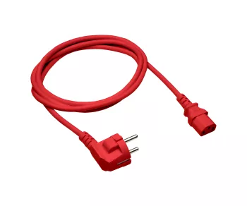 Netzkabel CEE 7/7 auf C13, 0,75mm², rot, 0,5m CEE 7/7 90°/IEC 60320-C13, VDE