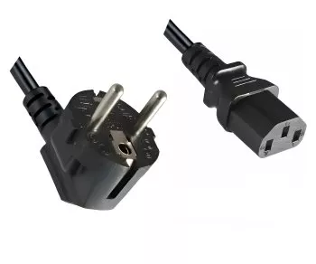 Power cable with an extra-large cross-section of 1.5mm², CEE 7/7 90° to C13, VDE-certified, black, 3m