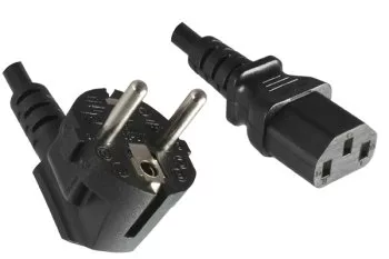 Power cord Europe CEE 7/7 90° to C13, 1mm², VDE, black, length 3.00m