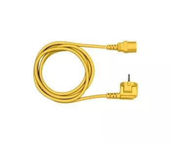 Maitinimo kabelis Europe CEE 7/7 90° į C13, 0,75 mm², VDE, geltonas, 1,80 m ilgio