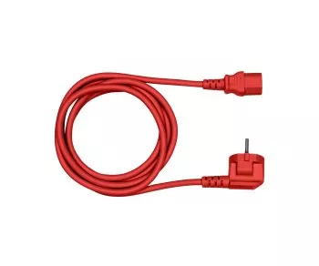 Síťový kabel Europe CEE 7/7 90° na C13, 0,75 mm², VDE, červený, délka 1,80 m