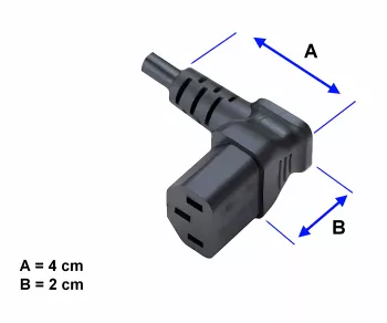 Power cable England UK type G 10A to C13 90°, 0,75mm², Approved: ASTA/SASO/HK and Singapore SM, black, length 1,80m