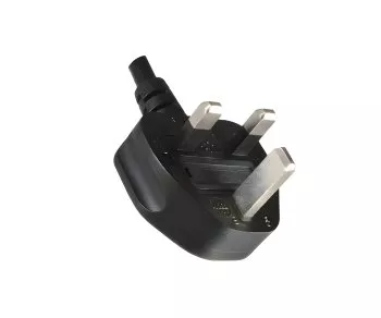 Power cord England UK type G 10A to C13, 1mm², Approved: ASTA/SASO/HK u. Singapore SM, black, length 5,00m