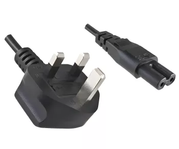 Power cable England UK type G 3A to C7, 0,75mm², approval: BSI, black, length 1,80m