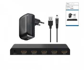 HDMI-Splitter 1 auf 4 (4K @ 30 Hz) max. Auflösung 4K/30Hz (3840x2160) UHD, DINIC Box